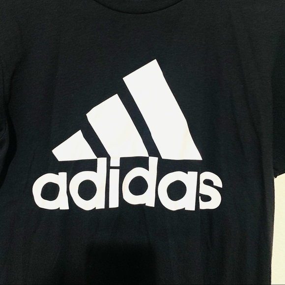 ADIDAS Black T-shirt Basic Tee 3 Stripes Logo S - Picture 4 of 8